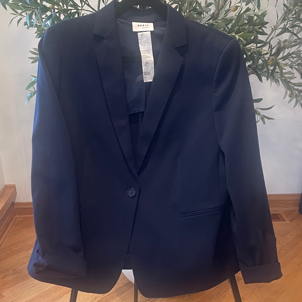 AKRIS womens Navy Blazer